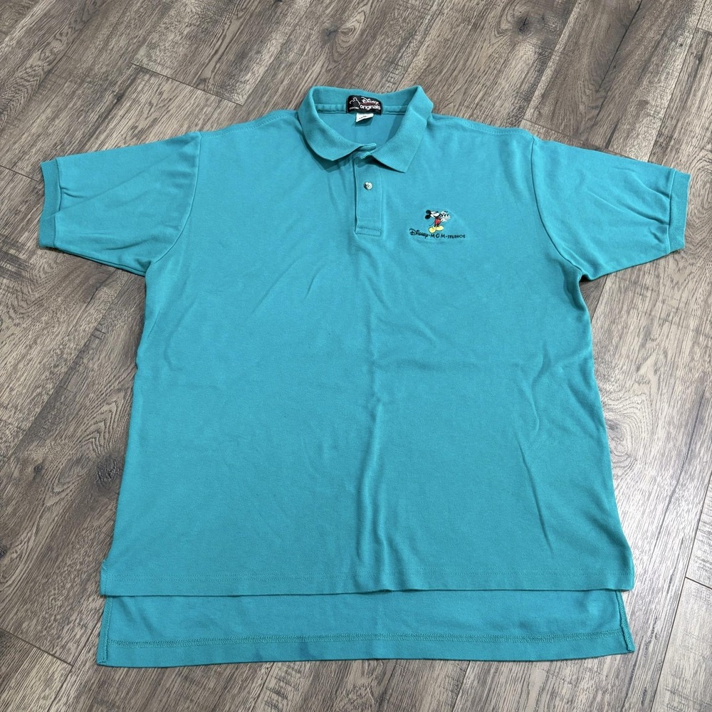 Disney Originals Polo Shirt Mens XL Blue Disney-MGM Studios Mickey Logo VINTAGE